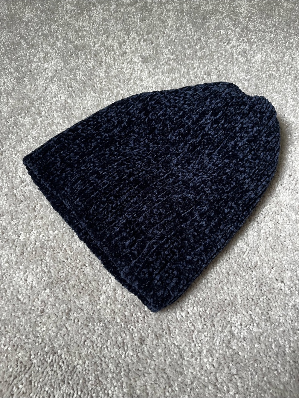 Navy Knit Chenille Slouchy Beanie
